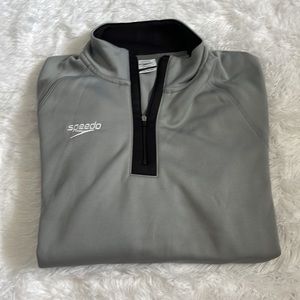 Mens Speedo fleece lined 1/4 zip sweater long sleeve gray